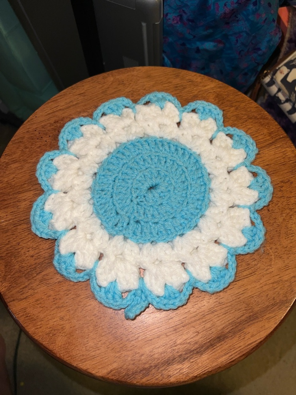 Handmade Crocheted blue Trivet